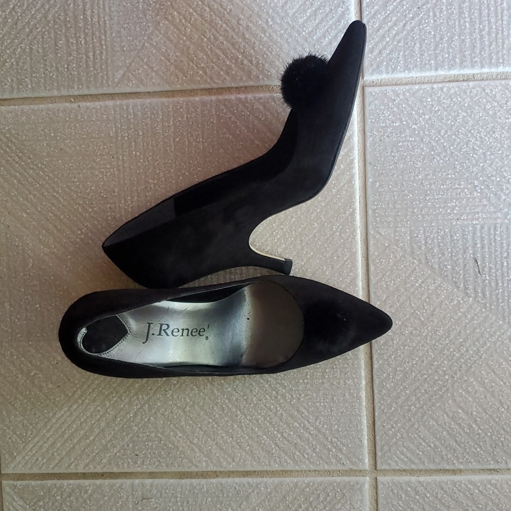 Black Suede J. Renee Pointed Toe Heels size 7.5